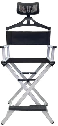 YGSGJSP Klappbarer Regiestuhl Outdoor Aluminium Klappstuhl Make-Up Hocker for Studio Fotografie Direktor Sitz Tragbare Kompakte Camping Stühle(Silver with Pillow)