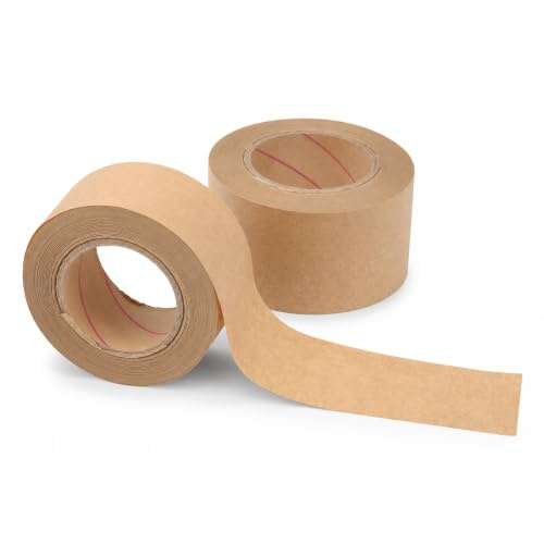 Healeved 2 Rollos Cinta Engomada Activada con Agua, Cinta de Papel Kraft para Marcos y Cuadros, Adhesivo Profesional para Enmarcado, Manualidades, Encuadernación y Reparación de Papel