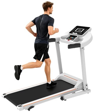 Cinta de Correr con inclinación, Plataforma Extra Ancha 38cm, Pantalla LCD,Caminadora electrica para casa, Negro, Entrenamiento Fitness Interior (6, Kilómetros por Hora)