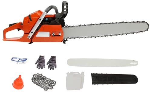 DIFU Motosierra de gasolina de 24 pulgadas, 65 ccm, motosierra de gasolina, portátil con diámetro de corte de 72 cm, motosierra manual, con herramientas para tijeras de podar, tijeras de podar, corte