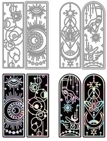 MAYJOYDIY Magisches Lesezeichen Metall Stanzen Universum Stanzformen Sonne Mond Stern Prägevorlage Mondphase Motte Kohlenstoffstahl Stanzschablonen für Kartenbasteln DIY Album Geschenkdekoration