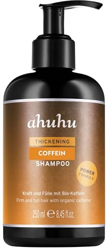 ahuhu THICKENING Coffein Shampoo Power Formula (250 ml) – koffein för fullt verkande hår, hårväxt med aktiverande vård, mot håravfall för mer volym