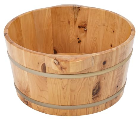 Baignoire à pieds en bois Cypress - Durable - 36,5 x 18 cm - Rond - Pour sauna, salle de bain et utilisation en extérieur