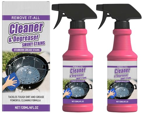Fast-Acting Heavy-Duty Grill Degreaser Spray, 120ML Schaum Grillreiniger Gasgrill, Grillreiniger Extra Stark, Outdoor Grillrost Reiniger, Entfetter Spray für Löst Fett und Speisereste (2)