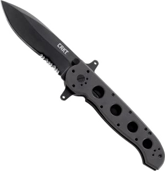 CRKT M21-14SF Folding Knife with Liner Lock: AUS 8 Triple Point Serrations Blade, Aluminum Handle, Reversible Pocket Clip, M21-14SF