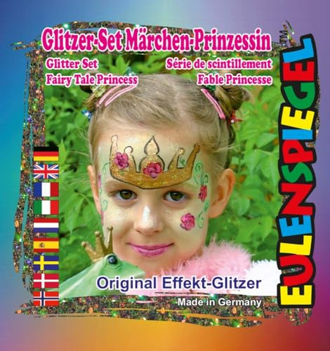 EULENSPIEGEL Schmink Set Glitzer Märchen Prinzessin 5 Teile | Glitzernde Ergänzung zum Profi-Aqua Make-Up, für Karneval & Mottopartys
