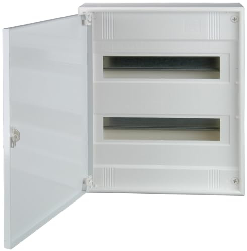 UNITEC Aufputz-Verteiler mit Tür, Sicherungskasten, Kleinverteiler, IP30, 2x12+2 Module, weiß