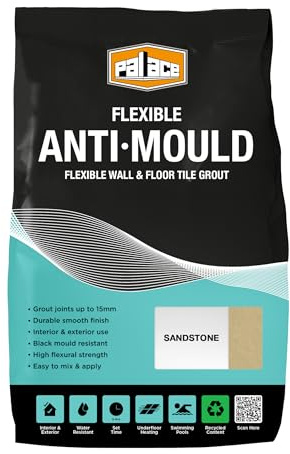 Anti-Mould Tile Grout Sandstone 3KG - Water-Resistant Grout for Bathroom & Kitchen Wall and Floor Tiles