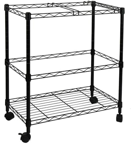 Oceanstar Portable 2-Tier Metal Rolling File Cart, Black
