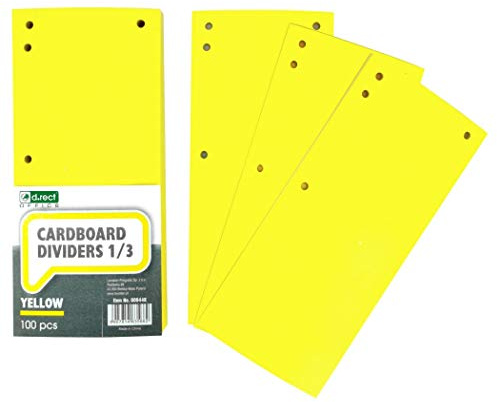 D.RECT - Lot de 100 Intercalaires en Carton, Bandes de Séparation en Papier, 1/3 Feuille A4, 11x24cm, 160g, Pour Une Séparation Parfaite Des Classeurs, Bandes de Séparation, Couleur Jaune 009448