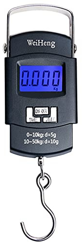 WEIHENG BÁSCULA DIGITAL De PrecisiÓN, 50 Kg, Pesa ElectrÓNica, Balanza De Mano, Colgar Equipaje, Pesca, Maletas, Cocina, Pesa De Viaje.
