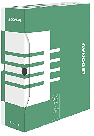 DONAU 7661301FSC-06 Ablage Schachtel Archivbox aus recyceltem Karton Archiv-Ablagebox Stabil| 20er Pack | A4/100mm/ B Rückenbreite Farbe: Grün | die FSC® Zertifiziert