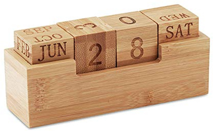 Notrash2003 - Calendario perpetuo de madera de bambú para oficina y escritorio