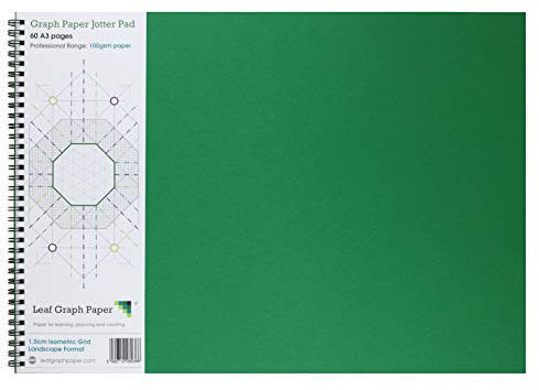 Papier quadrillé isométrique A3 10 mm 1 cm, 60 pages, grille, 100 g/m²