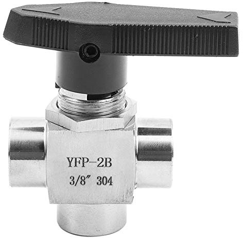 L-Type 3 Way Ball Valve 304 Stainless Steel BSPP Female Thread 3/8 | Stainless Steel Ball Valve Precise Thread Manual Diverting Shut Off Valve for Water Gas Air Oil