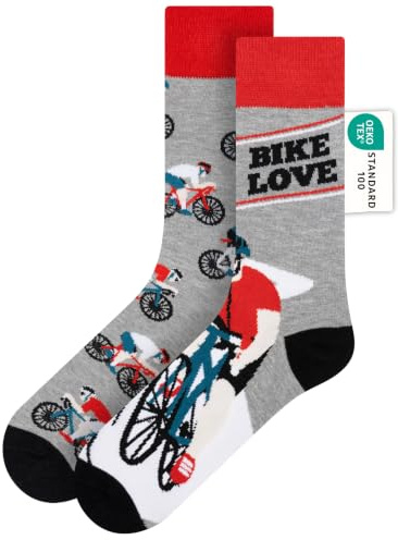 soxo Fahrrad Geschenke - Lustige Socken Herren Für Fahrradliebhaber 40-45 | Bike Funny Socks, Rennrad Motiv, Baumwolle Herrensocken, Männer Baumwollsocken, Geburtstagsgeschenk für Mann, Skarpety Męskie