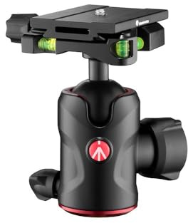 Manfrotto Testa a sfera compatta 496 con piastra a sgancio rapido MSQ6PL, testa a sfera fluida per treppiede per fotocamera, stabilizzatori per fotocamera, telecomandi, attrezzature fotografiche