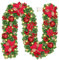Guirnalda de Navidad, 2.7m Guirnalda Navideña con 50 LED Luces, Guirnalda de Navidad con 8 Modos de Iluminación, Guirnalda Navideña para Escaleras, Puerta, Arco, Hogar, Exterior, Decoración (Rojo)