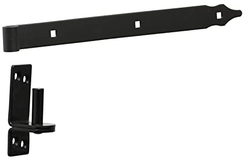 BRESKO Ladenband mit Kloben Set schwarz pulverbeschichtung 30-80 cm Torband Türband charnier Tor Gartentor (L: 400x35x4 mm / Ø13 mm Dorn)