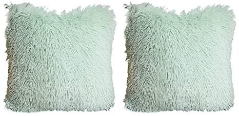 2er Set Kissenbezug, Weich Kissenhülle, Künstlich Pelz Flauschig Kissenbezüge Sofakissen Dekorativ Couchkissen, Zierkissenbezüge Künstlich Pelz Sofakissen Cuddly Fellkissen für Sofa Wohnzimmer 40x40cm