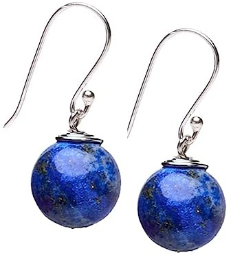 Frauen handgefertigte natürliche Edelstein Sterling Silber baumeln Ohrringe 12mm Kugel Perle Ohrringe | Schmuck Geschenk für Frauen, Mädchen