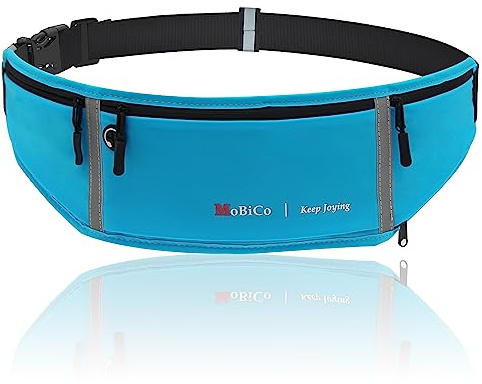 Mobico Laufgürtel für Handy - Lauftasche Jogging, Hüfttasche, Sportgürtel, Running Belt zum Joggen, Laufen, Sport, Fitness - passend für alle Smartphones (Blue)