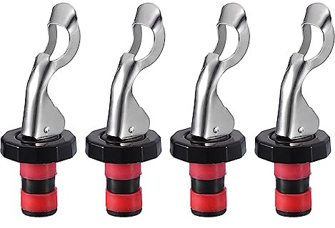sourcing map Wine Stoppers, 4Pcs 16mm/0.63 Expanding Manual Beverage Stoppers Silicone Vacuum Bottle Stopper Reusable Wine Bottle Airtight Seal Plug for Champagne, Beer, Soda (Red Black)
