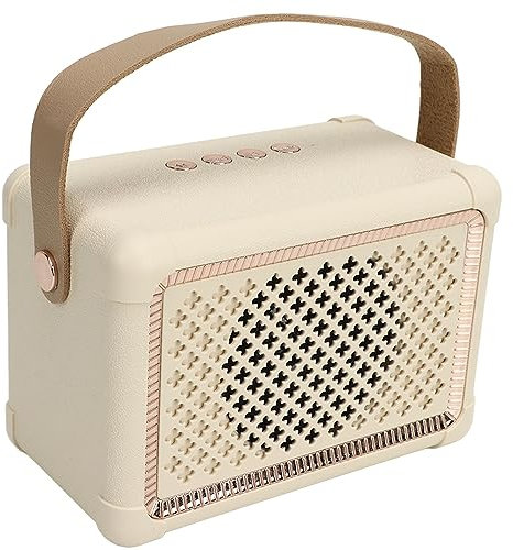 Wireless Stereo Retro Speakers, Portable Bluetooth Vintage Speakers with Powerful Sound, Vintage Decor, Small Outdoor Bluetooth Speaker for Travel Bedroom (Pale Yellow)
