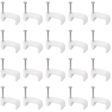 sourcing map Cable Clips, 100Pcs 14mm Nail in Cable Clips Circle Cable Clamps Cable Tacks Cord Clips Wire Holder for Cords Management