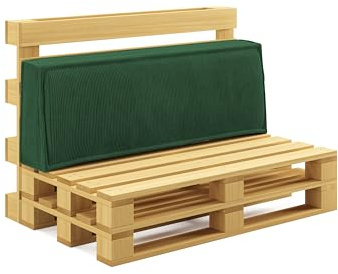 chilly pilley® Palettenkissen Palettenauflagen aus Cord für EU-Paletten - Abnehmbarer Bezug - Sitzkissen - Rückenlehnenkissen viele Farben (Dunkelgrün, Rückenkissen 120x40)