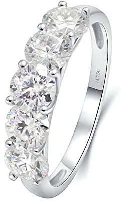 Lieson Freundschaftsringe Damen, Weißgold Ringe Damen 750 18K Elegant Rund Laborgezüchteter Diamant mit 0.25ct Ring Verlobung Weißgold Große 54 (17.2)