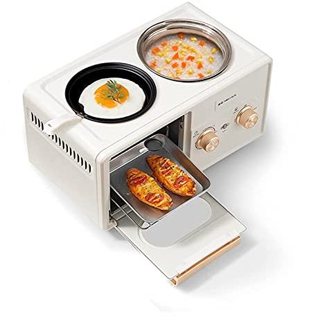 Sandwichera Tostadora Mini Horno Eléctrico Máquina De Desayuno Cuatro En Uno, Horno De Mesa 1350 6L Ajuste De Temperatura 30-230 ℃ Horno Tostador Multifunción, Hogar Pequeño Automático