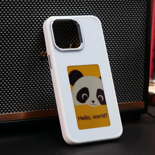 Fapiere Protective Case for iPhone with Four-Colour E-Ink Display, DIY Smartphone Case for iPhone 13/14/15 (White, iPhone 15 Pro Max)