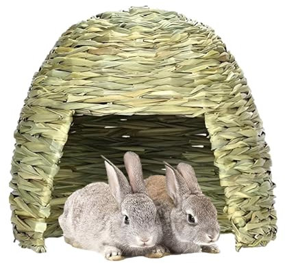 Strohhaus für Hasen – Grashaus für Meerschweinchen, faltbares Schlafbett, Grasverstecknest, Kleintierversteck Bett, Lebensraumdekoration, Heubett, Spielhaus für Chinchillas, Hamster