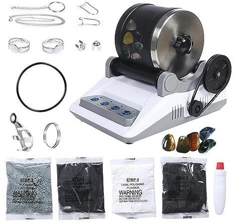 SOFTTO Meuleuse d'établi Rock Polisher Tumbler Kit Rock Tumbler et Adultes Rock Tumbler Kit Rotary Stone Polisher Cadeau for Adultes Enfants Géologie Passe-Temps Polisseuse de Bijoux