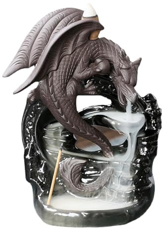 Brûleur D'encens À Reflux Ptérosaure, Porte-encens Mystérieux en Cascade de Dragon Noir, Statue de Fontaine de Fumée Faite À la Main, Porte-encens en Céramique en Cascade, pour Aromathérapie