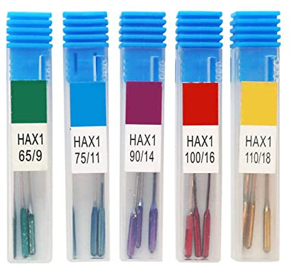 Juego de 15 agujas para máquina de coser para tamaños HAX1 65/9 75/11 90/14 100/16 110/18