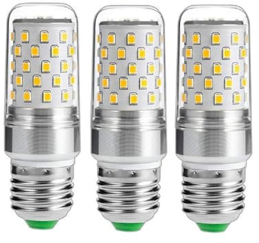 YSJX luci ad ampio voltaggio, Confezione da 3 lampadine a LED a forma di mais E27 12W AC110-250V 1000lm Edison Candle Lamp Classe energetica A+(2700K Warm White,E26)