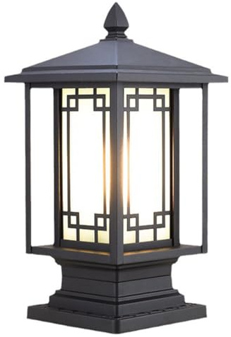 YGZPALH Modern Pillar Lamp Glass Landscape Lighting Outdoor Lantern Column Lamp Fence Deck Cap Lamp Waterproof Post Light Fixture with E26 Socket for Path Lawn Yard Patio Porch