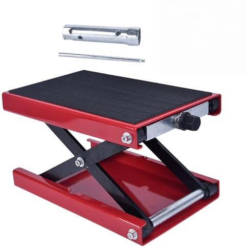 Sollevatore a forbice per moto, supporto di sollevamento per moto, versione più ampia del supporto di sollevamento, regolabile in altezza, con tavola di sollevamento antiscivolo, per manutenzione