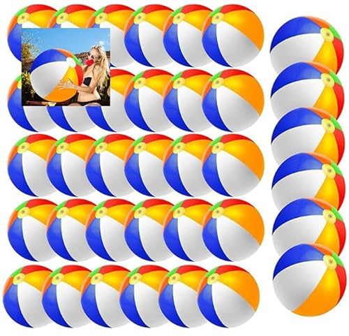 24 Stück Wasserball Aufblasbar,61cm großer Regenbogen Strandball Schüttgut, aufblasbares Pool Spielzeug für Party Zubehör Dekorationen,Geburtstag Luau Strand Wasserspiele Beachballs Party Gunsten