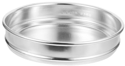 Ciieeo Cedazo Redondo de Aluminio Plateado para Arroz y Grano, Cribado Preciso Orificios de 2,5mm para Uso Doméstico