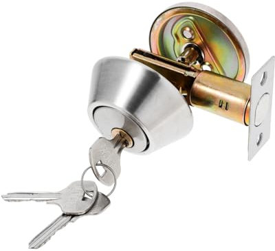 HOUDERCO Heavy Duty Single Cylinder Deadbolt Lock Modern Auxiliary Security Lock for Doors Construction Enhanced Protection Against Unauthorized Entry