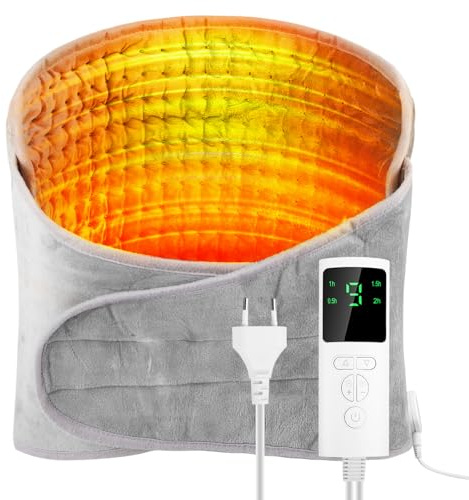 Värmedyna, 125 x 30 cm, elektrisk värmedyna med automatisk avstängning, elektrisk värmekudde, 9 temperaturnivåer, 4 timerinställningar för rygg, nacke, axlar och fötter