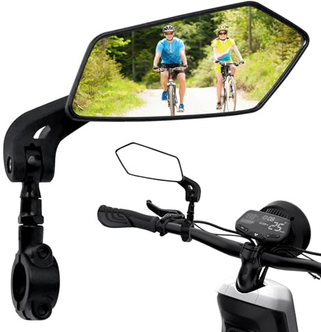 Espejo Retrovisor Moto Izquierdo 360° con 2 Herramientas – Ajuste 2-2,4 cm, Accesorio para Moto, Scooter y Scooter de Movilidad