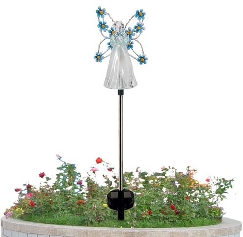 Angeli solari per cimitero,Luci da giardino a energia solare impermeabili con decorazione d'angelo fatata | Luci solari Angel per cimitero, passerella, percorso regalo di simpatia