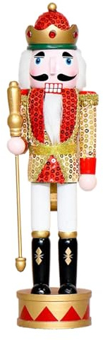 Genikeer Figuras De Cascanueces Decoración,Figuras Rey de Madera para Estanterías | Estatua de 35 cm para Salón Dormitorio Cocina Mesa Navidad