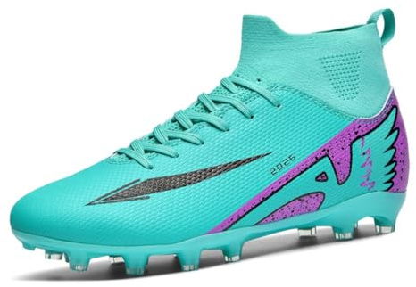 IFIKK Stivali da Calcio ad Altezza Media Uomo, Design Multicolore, Suole per Terreno Fermo e Prato Artificiale, Accento d'Ala Stilizzato, per Allenamento e Partite di Calcio (A02,46)