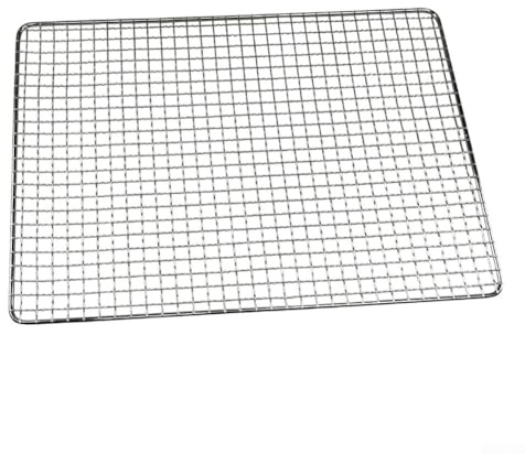 Griglie per barbecue, in acciaio inox, quadrate, con fori per grigliare barbecue, griglia in ferro zincato per barbecue per pesce, carne e verdure (50 x 38 cm)