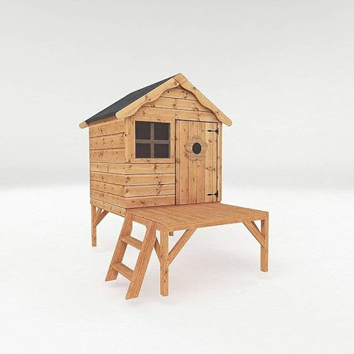 WALTONS | Snug Tower Wooden Playhouse | Raised Platform Shiplap Wendy House | Kids Garden Play Tower with Ladder | EN71 Certified | 10 Year Anti-Rot Guarantee